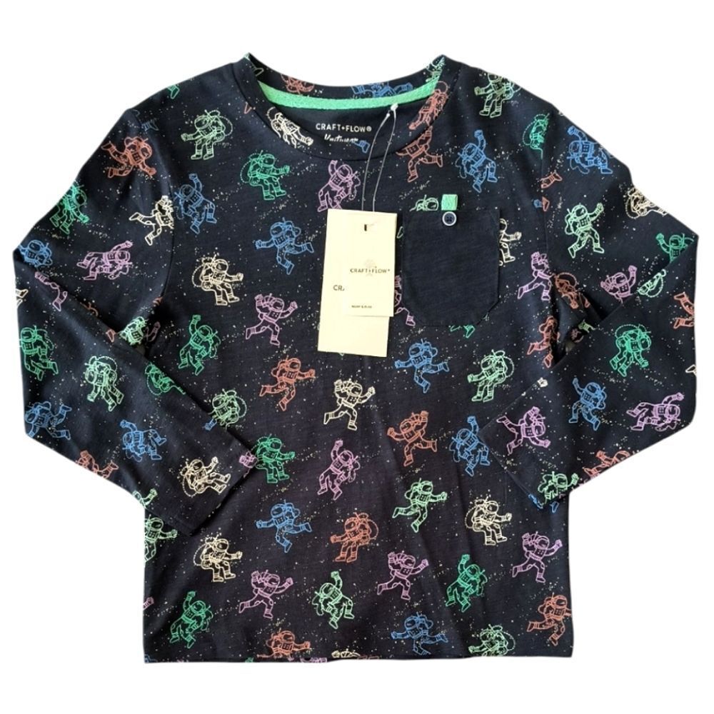 Craft+Flow Navy Galaxy Astronaut Long Sleeve Shirt
